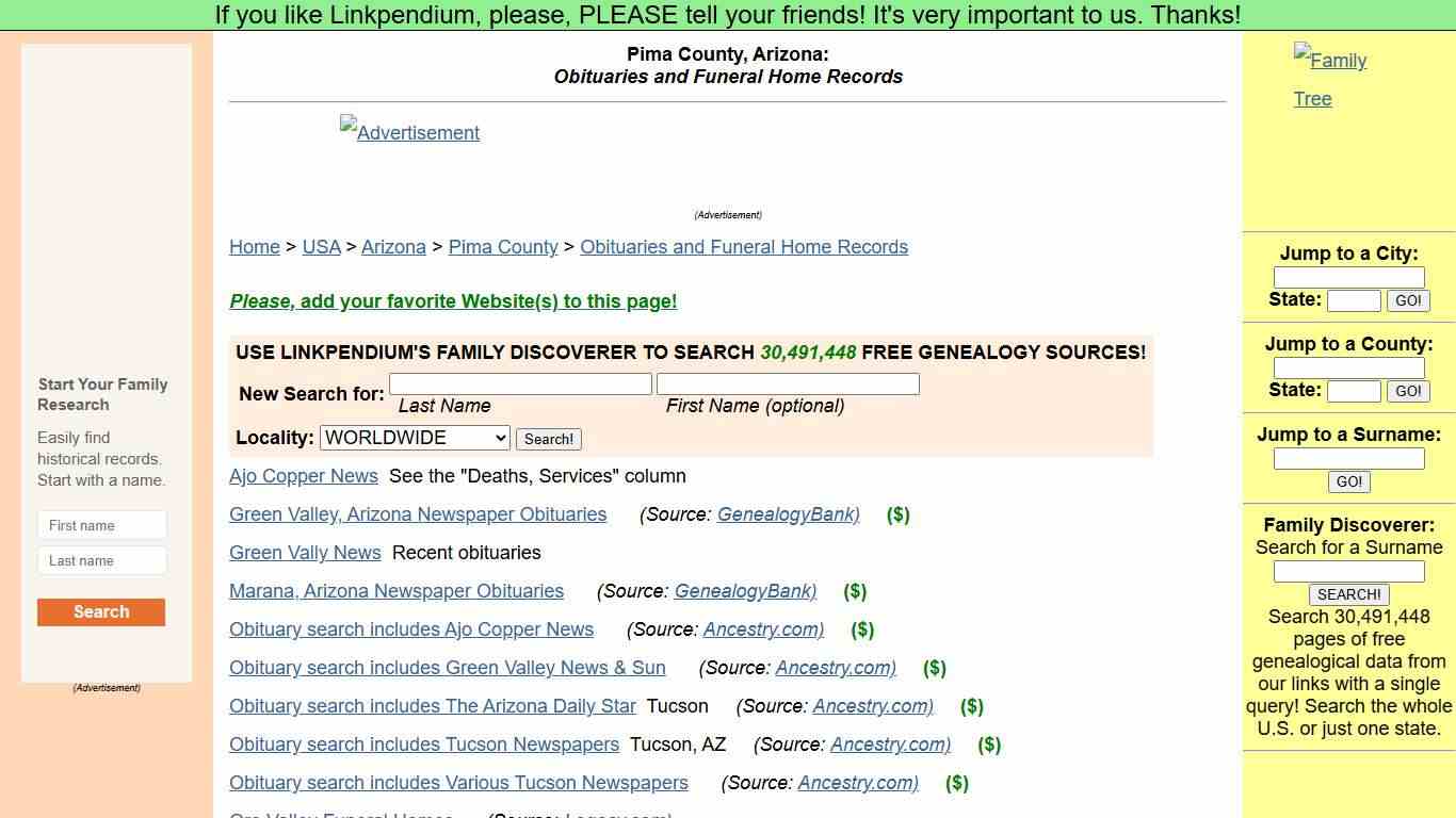 Pima County, Arizona: Obituaries and Funeral Home Records