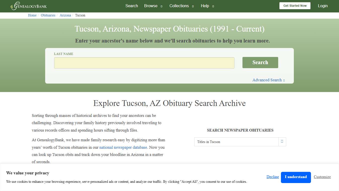 Tucson, Arizona Obituary Archive Search GenealogyBank